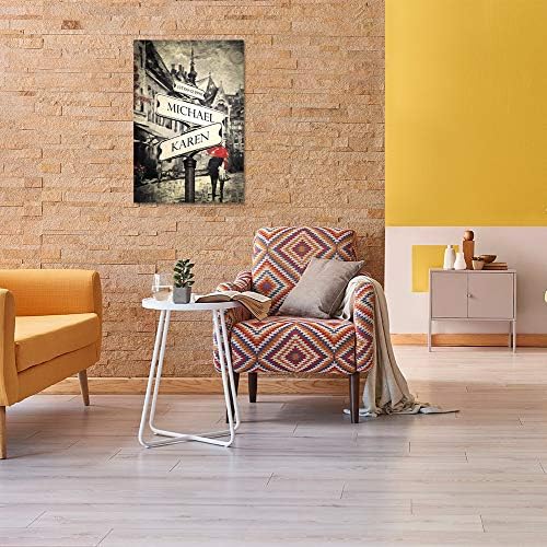 A&T ARTWORK Couple's Street Signs Personalized Canvas Prints Gift,includes Names and the Date Unique Gift for the Wedding Anniversary.30x20 inches