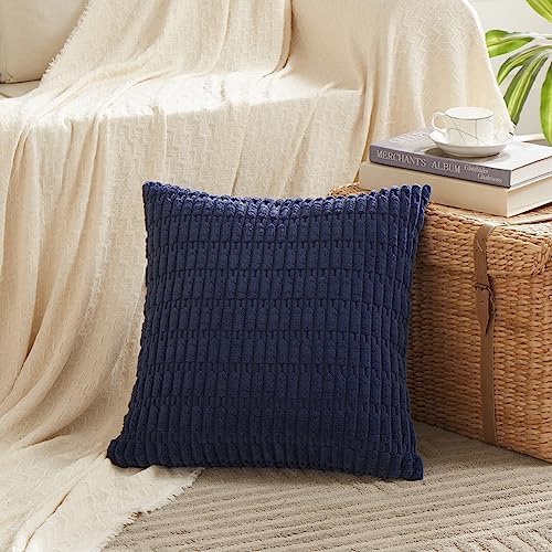 Fancy Homi 4 Packs Decorative Throw Pillow Covers for Living Room Couch Bed, Modern Farmhouse Boho Home Décor Accent Cushion Case, 26" x 26", Navy Blue