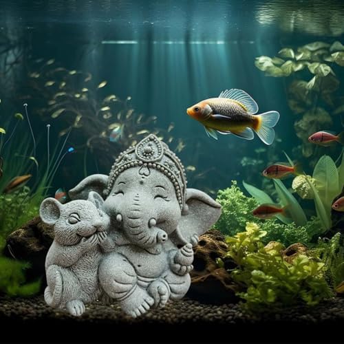 livelyfish Hindu Elephant Statue Lord Ganesha Figurine Meditation Buddha, C