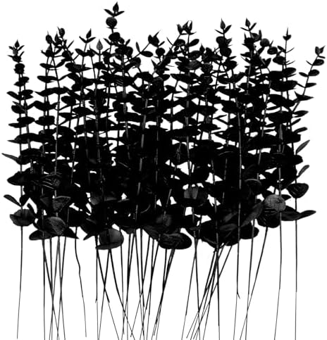 36Pcs Artificial Eucalyptus Stems Black Eucalyptus Leaves for vase Black Artificial Flowers Branches Decor Wedding Bouquet Centerpiece Floral Arrangement Home Decoration
