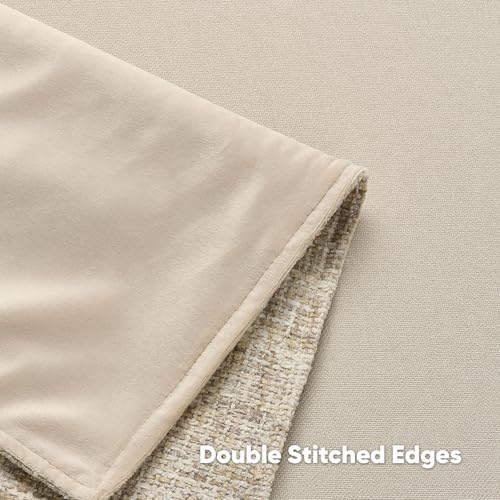 HAUSSY Pack of 2 Chenille Tweed Throw Pillow Covers 26x26 Inch, Beige