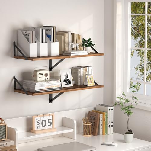 Heimlove 16W x 12D Deep Floating Shelves Set of 2 Walnut