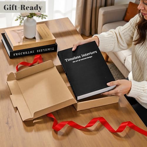 JARLINK Decorative Books, Set of 3 Stackable Fake Book Storage Boxes, Black