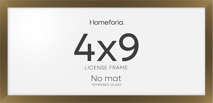Homeforia 4x9 Bronze Business License Frame, High-End Metal, Glass