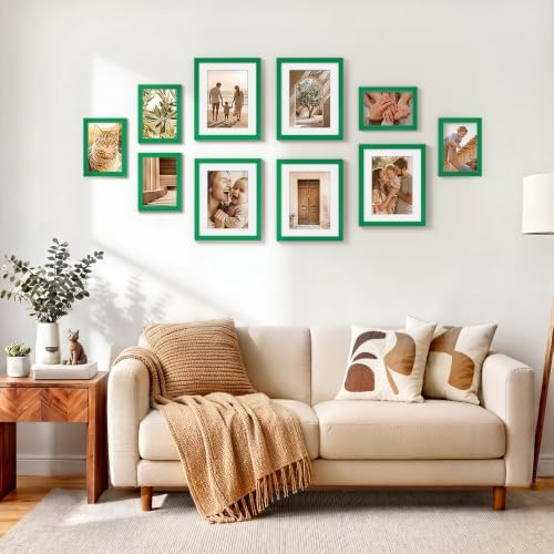 Vittanly 8x10 Picture Frames Set of 5, Wall or Tabletop Display, Green