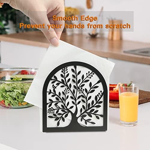 Napkin Holder for Tables, Vintage Metal Freestanding Tissue Dispenser, Black Cast Iron Vertical Tabletop Paper Napkin Holder Stand for Dinner Home Kitchen Restaurant Picnic Party (Tree of Life)