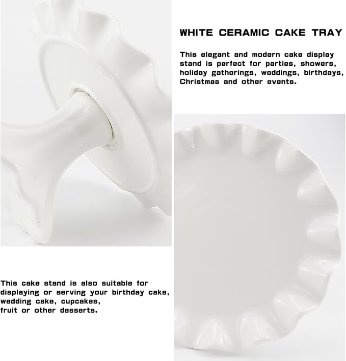 White Ceramic Cake Stand，Kitchen Décor Cake Pedestal Stand Dessert Display Tray Wedding Cake Stands for Birthday Parties, Weddings, Baby Shower,Anniversary and Other Events（5.5 in）