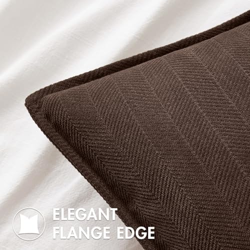MIULEE Pack of 2 Reddish Brown Decorative Chenille Pillow Covers 18x18 Inch