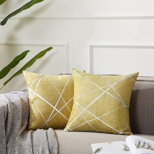 GIGIZAZA Decorative Throw Pillow Covers 22 x 22,Yellow Sofa Thick Cushion Pillow Covers,Square Luxury Pillows 2 Set