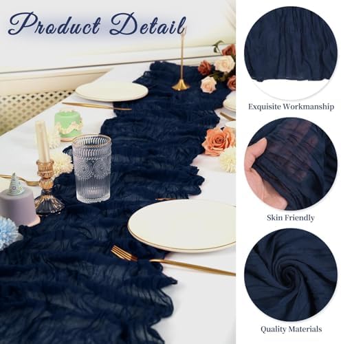 10 Pack Cheesecloth Table Runner 17 x 108 Inch, Navy Blue
