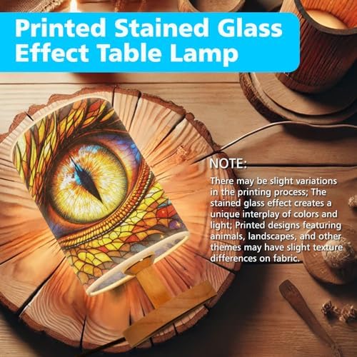 Dragon Eye Table Lamp LED 3-Color Pressed Bedside, Dragon Eye Shade Lamp with Wood Base for Bedroom Living Room Desk Office TL01