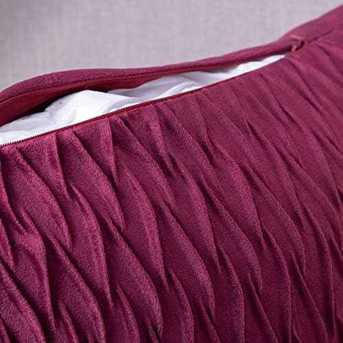 MADIZZ Set of 2 Super Soft Velvet Decorative Throw Pillow Covers 20x20 inch Burgundy Square with Texture Luxury Style Cushion Case Pillow Shell for Sofa Bedroom