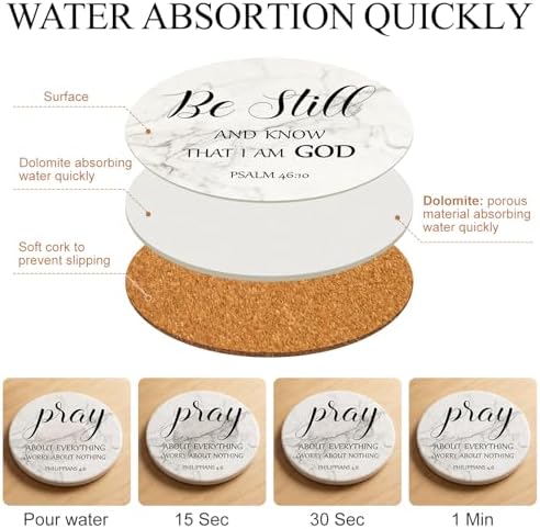 Christian Gift Home Decor Ceramic Scripture Bible Verses Coasters Set of 6