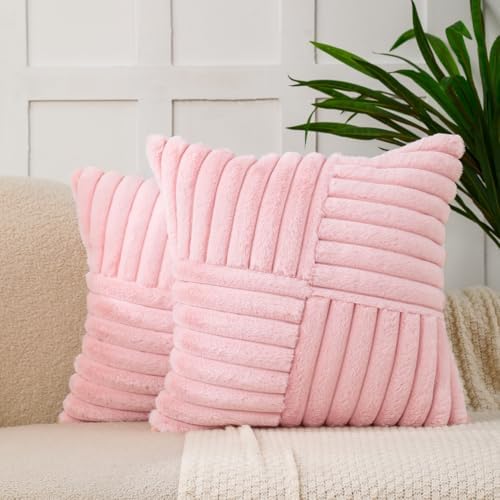 All Smiles Pink Valentines Decorative Throw Pillow Covers 26x26 Set of 2