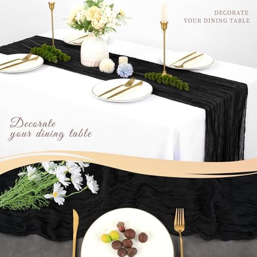 10 Pack Cheesecloth Table Runner 17 x 108 Inch, Black