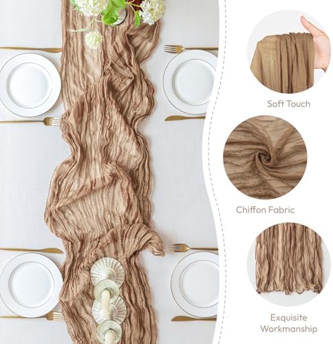 Sioloc Nude Cheesecloth Table Runner Fall Autumn Decor for Home 10ft Table Cloth for Tea Wedding Birthday Party Baby Bridal Shower Halloween Thanksgiving