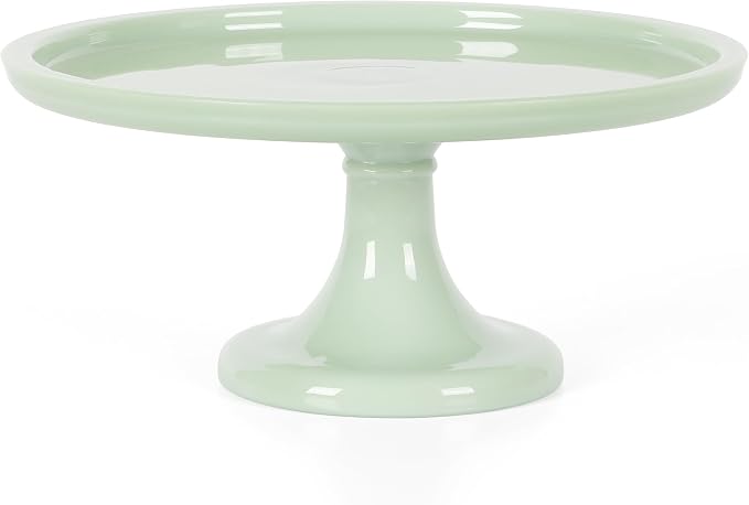 Martha Stewart Highbrook 10-Inch Jadeite Cake Stand with Glass Dome – Vintage-Style Pedestal Dessert Plate for Cakes (up to 8.5") and Pastries, Decorative Covered Serving Platter