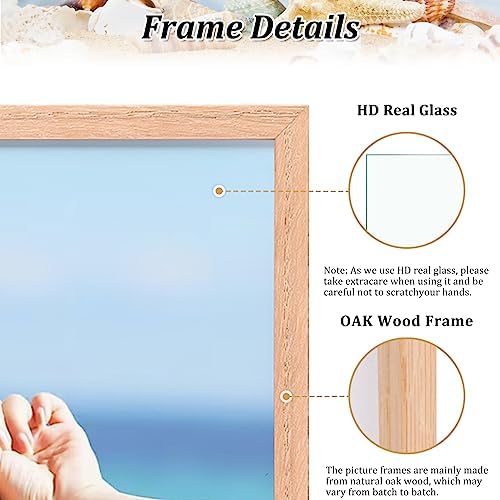 8x10 OAK Solid Wood Picture Frames Set of 4, Natural Wood Color Photo Frames with High Definition Real Glass for Wall Mounting or Tabletop in Living Room, Bedroom, Gallery