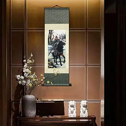 AtfArt Asian Wall Decor Beautiful Silk Scroll Painting Oriental Decor Chinese Art Wall Scroll Hanging Painting Scroll (36.2 x 12 in) (C9)
