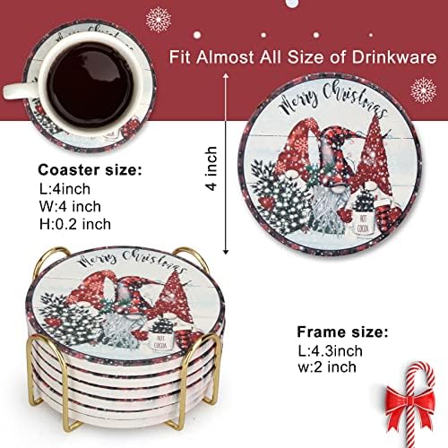 Cute Absorbent Christmas Decor Coasters for Drinks Coaster Set with Holder