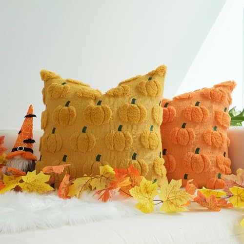 JOJUSIS Decorative Pillow Covers, Fall Pumpkin, 20" x 20", 4-Pack