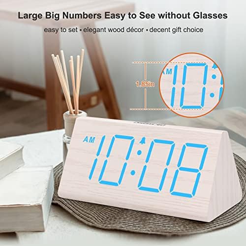 DreamSky Wooden Digital Alarm Clock for Bedrooms Desk with Large Numbers