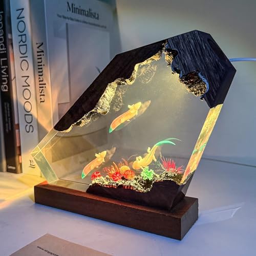 Axolotl Resin Lamp,Handcrafted 3D RGB Axolotl Night Light with Wooden Base for Home Office Decor,Unique Axolotl Gifts, Birthday Valentine's Day Gifts for Women & Men (L 10"X5")