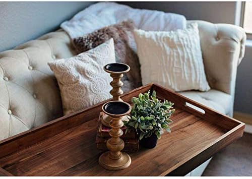 32"x 18" Extra Large Rectangle Solid Black Walnut Wood Ottoman Tray