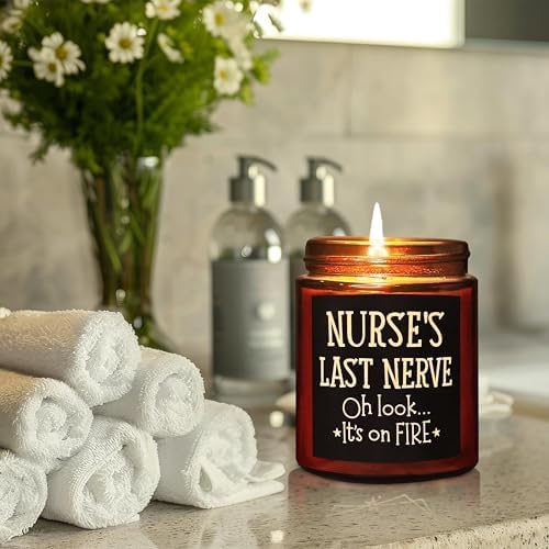 Funny Gifts for Nurse Women Men - Nurse's Last Nerve Relaxing Soy Candle for Her Mom Sister - Birthday Mothers Day RN Graduation Nurse Week Appreciation Thank You Gift for Friend Coworker Boss