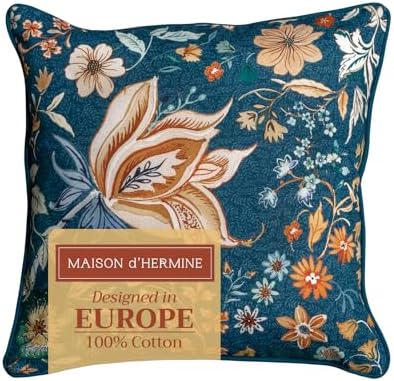 Maison d' Hermine Throw Pillow Covers 100% Cotton (18" x 18" - Pack of 1)