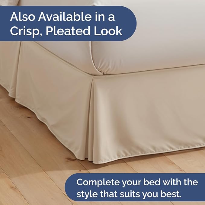 Bedskirt Queen Size Ruffle - Ruffled Bed Skirt - 12 Inch Drop - Wheat | Bedskirt with Platform, Ultra-Soft Premium Hotel Quality, Wrinkle Free, Fade & Shrink Resistant, for Women, Men, Kids & Teens
