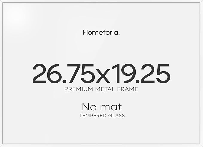Homeforia 26.75x19.25 White Puzzle Picture Frame, High-End Metal, Glass