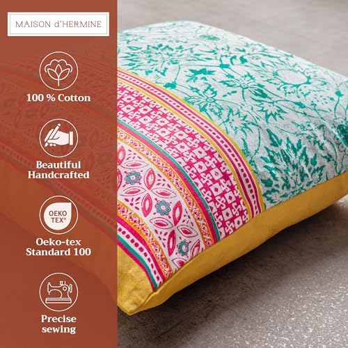 Maison d' Hermine Throw Pillow Covers 100% Cotton (18" x 18" - Pack of 1)