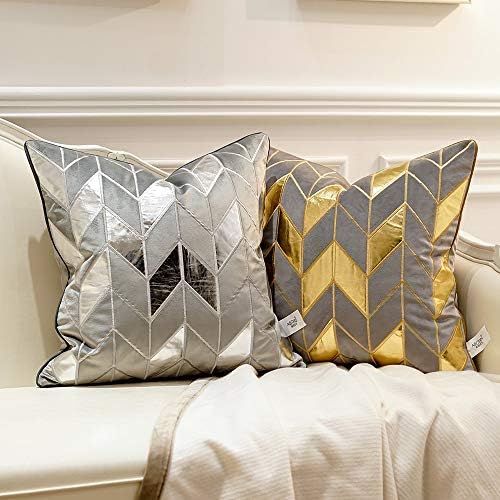 Avigers Throw Pillow Cover 20 x 20 Inch, Grey Gold, Velvet, Hidden Zipper