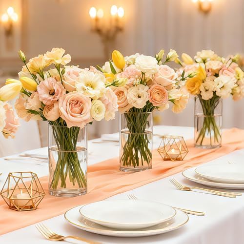 12pcs Thick Glass Cylinder Vase, 6 Inch Clear Glass Flower Vases | Floating Candle Holders for Centerpieces,Cylinder Vases Bulk Weighted Base for Wedding, Home & Dining Table Décor Gift