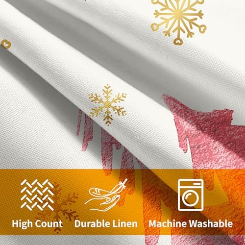 Christmas Tree Throw Pillow 20x20 Inch Set of 2 Cover Winter Christmas Pillowcase Pink Trees Golden Snowflake Decorative Cushion Cover Holiday Rustic Tree Pillow Protector for Home Sofa