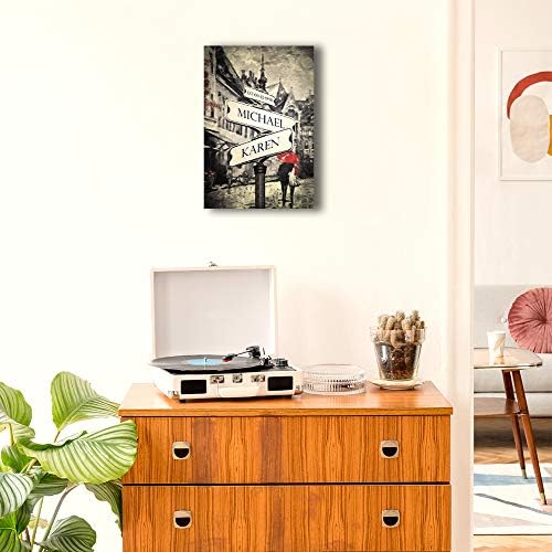 A&T ARTWORK Couple's Street Signs Canvas Prints Gift,includes Names and the Date Unique Gift for the Anniversary.12X18 inches