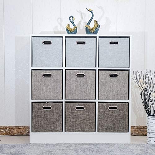 Posprica Storage Basket Bins,12×12 Foldable Storage Cube Boxes Fabric Drawer for Closet Shelf Cabinet Bookcase,4pcs,Coffee