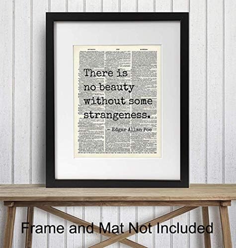 Edgar Allan Poe Quote 8x10 Dictionary Art Wall Decor Picture - Upcycled Vintage Retro Decoration for Home, Office, Apartment, Living Room, Bedroom, Bathroom - Gift for Poetry Fans