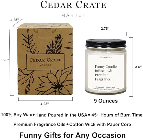 Cedar Crate Market Vanilla Candle, Funny Stretch Theme Happy Birthday Gifts for Men, Cozy Jar Birthday Gifts with Sweet Scented Wax, Relaxing Aromatherapy Present