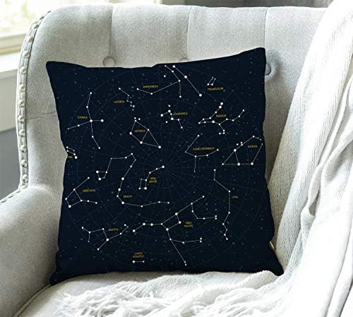 Swono Throw Pillow Cover Vintage Constellation Maps Decorative Pillow Cases Home Decor Square 18x18 Inches Pillowcases