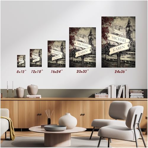 A&T ARTWORK Lovers Crossroads Personalized Canvas Poster Prints Gift,includes Names and the Date Unique Gift for the Wedding Anniversary.Canvas Poster UNFRAMED