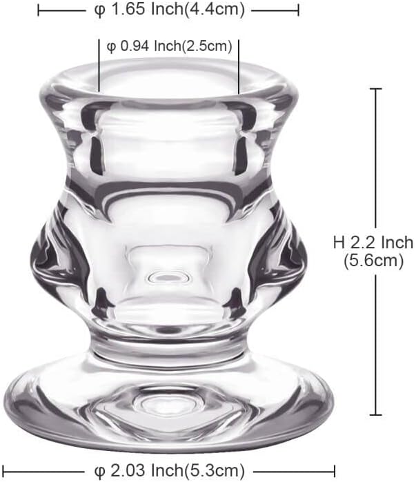 Clear Glass Taper Candle Holders Set of 4 | Candlestick for Wedding Decoration and Dinning