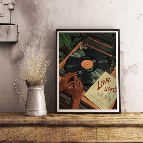 Black Girl Canvas Wall Art Afro Women Music Wall Decor, 16"x24" Unframed | African American Wall Decor, Fashion Girl Abstract Posters Prints, DJ Boho Black Female Paintings, Living Room Bedroom Decor