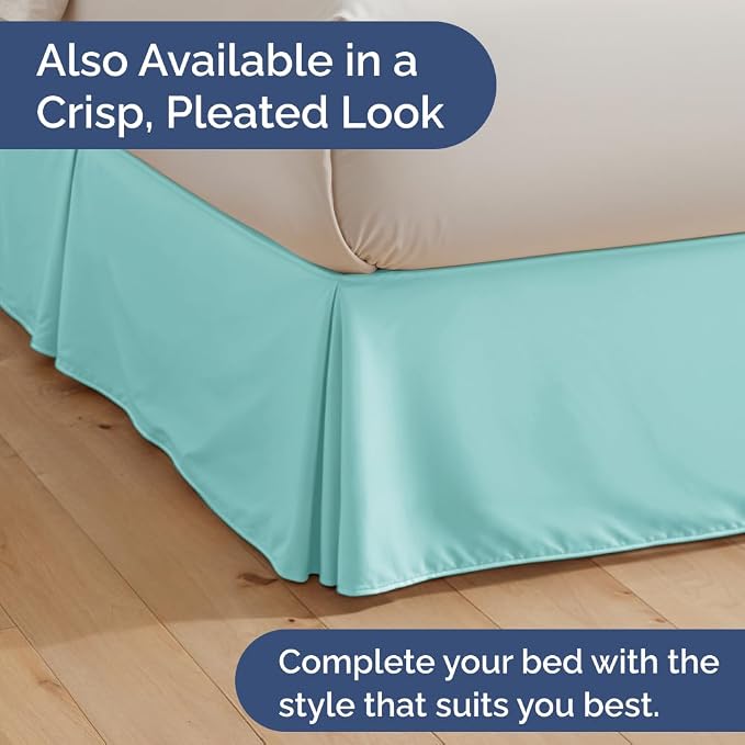 Bedskirt Twin Size Ruffle - Ruffled Bed Skirt - 12 Inch Drop - Spa Blue | Bedskirt with Platform, Ultra-Soft Premium Hotel Quality, Wrinkle Free, Fade & Shrink Resistant, for Women, Men, Kids & Teens