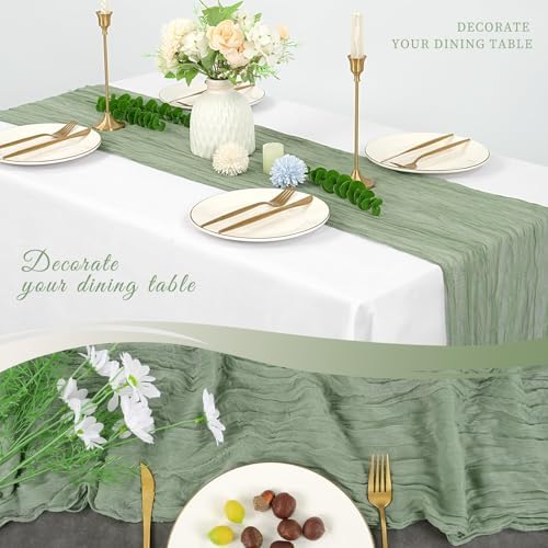 20 Pack Cheesecloth Table Runner 17 x 108 Inch, Sage Green
