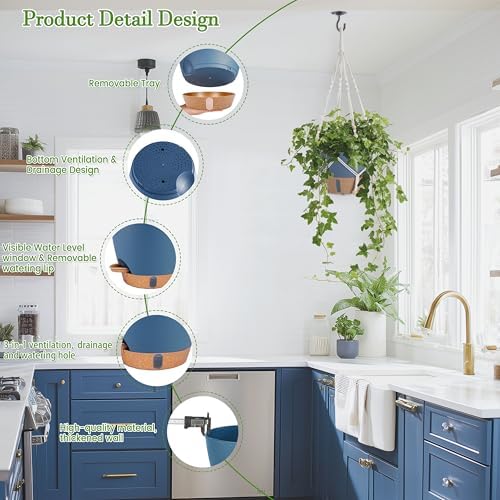 10 Inch Self Watering Hanging Planters for Indoor Plants, 2 Pack