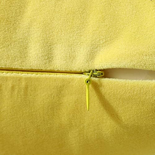 Jeneoo Fall Velvet Throw Pillow Covers 16x16 Inch 2 Pack, Super Soft Thick Decorative Square Cushion Cases for Sofa Couch Bedroom Car, Lemon Yellow