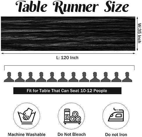 6 Pieces Black 10FT Cheesecloth Table Runner Boho Gauze Fabric Table Runner Rustic Sheer Runner for Wedding Birthday Baby Shower Party Boho Table Decoration（Black）