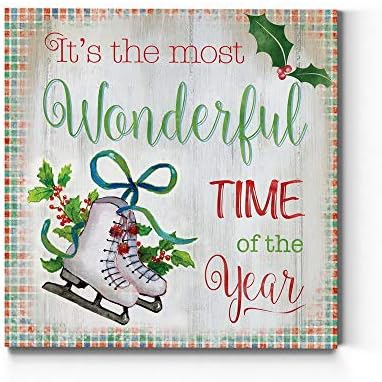 Renditions Gallery Canvas Wall Art for Christmas Decorations Most Wonderful Time of the Year Abstract Artwork for Living Room Office Home Kitchen Decor - 32"X32" LT05